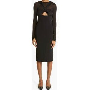 Nensi Dojaka Twisted knot long sleeve black midi dress Size M